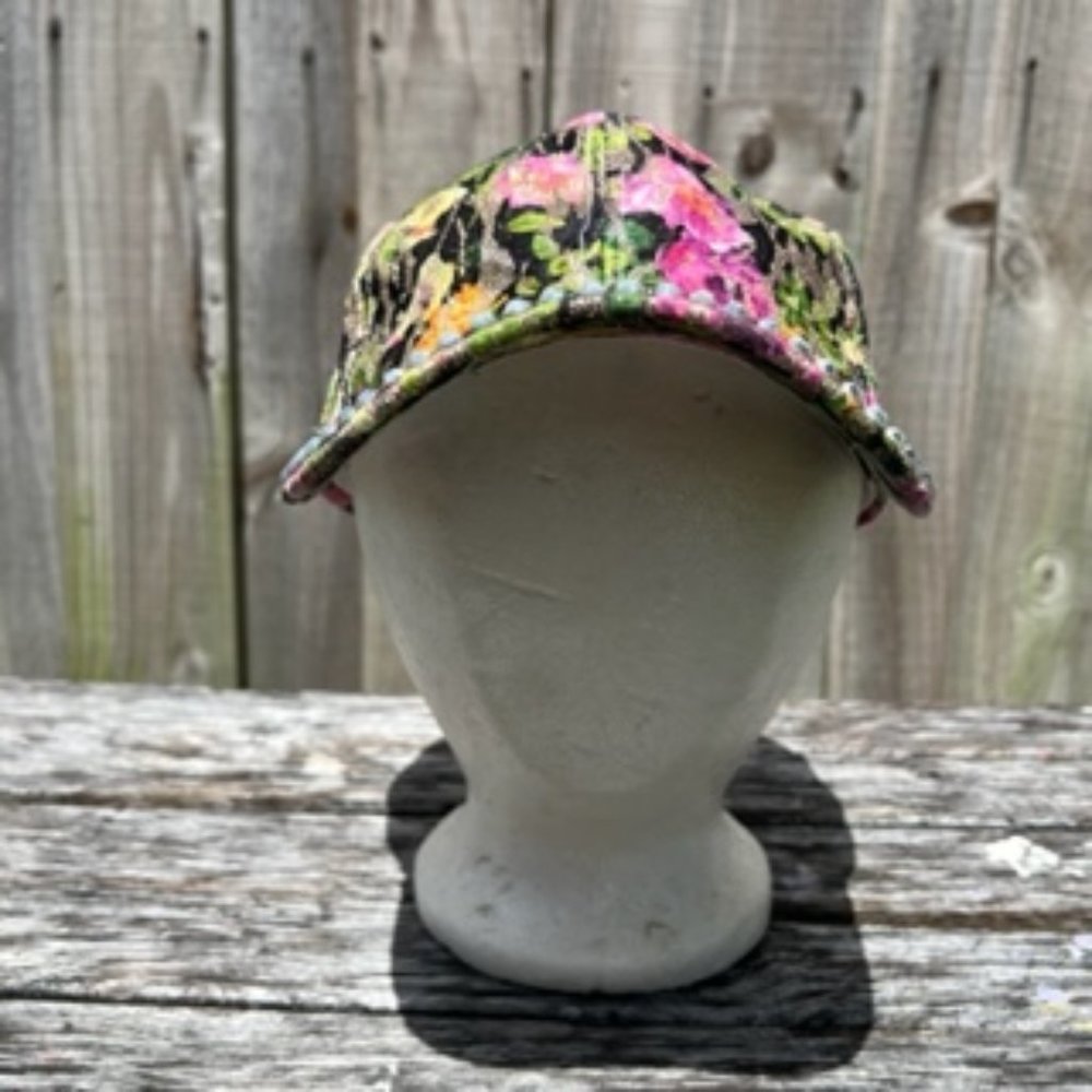 Floral Shimmery Bedazzled Adjustable Snap Back Cap